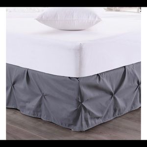 Queen grey pin tuck bed skirt